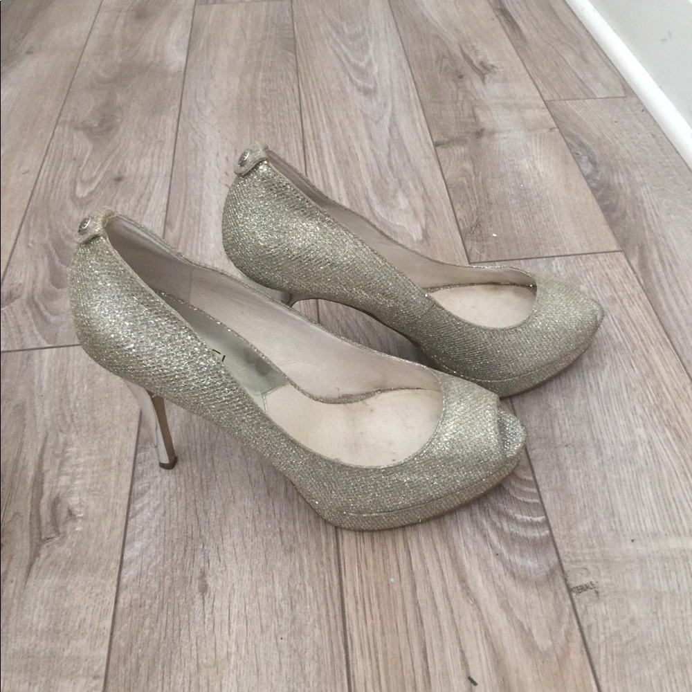 Silver Michael Kors peep whole sexy shoe size 9